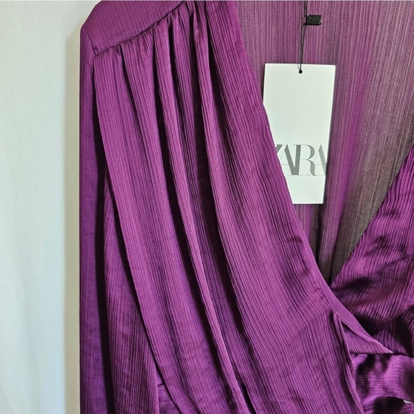 🇪🇦 Zara Purple Knotted Surplice Chiffon Blouse - Picture 10 of 16